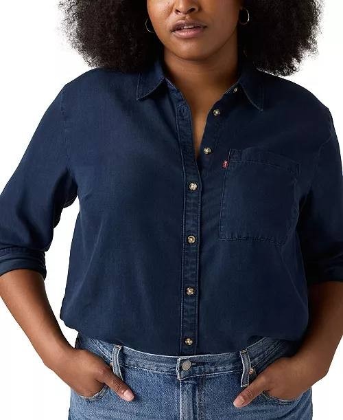 Levi’s Plus Size Darlene Button‑Front Shirt – Navy – Size 4X – NWT – $59.50