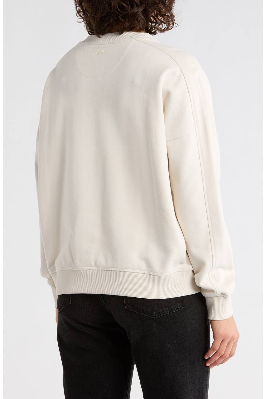 BOSS Star Logo Embroidered Cotton Sweatshirt Open White M Pre Owned $149