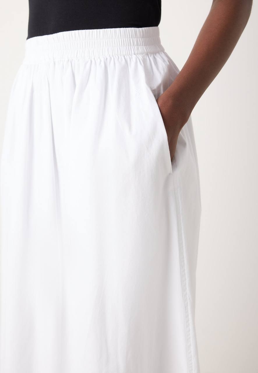 BOSS Vlondie White Maxi Skirt Size L NWT Elastic Waist Side Pockets