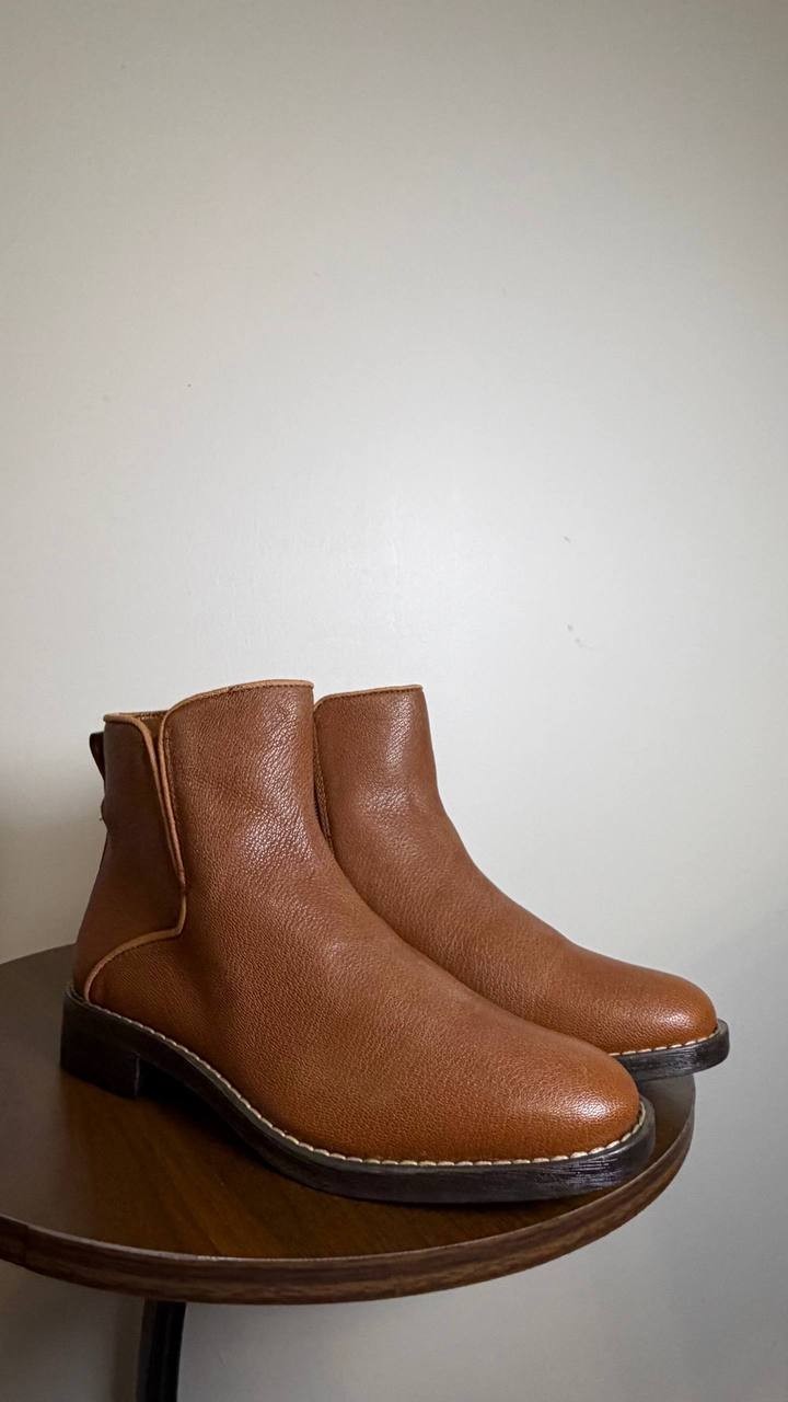 Franco Sarto Leather Booties 5M Cognac New in Box MSRP $190