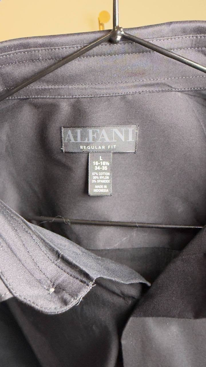 Alfani Men’s Regular‑Fit Solid Dress Shirt Black L NWT $65