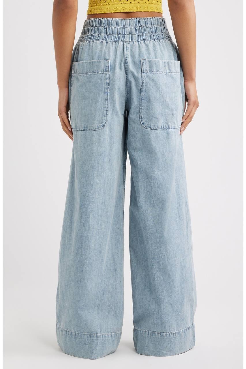 We The Free Breezy Pull-On Wide Leg Jeans Dusk L NWT $78