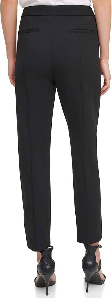 DKNY Pants 12 Black Foundation Slim Cropped Stretch Career Hook Zip NWT