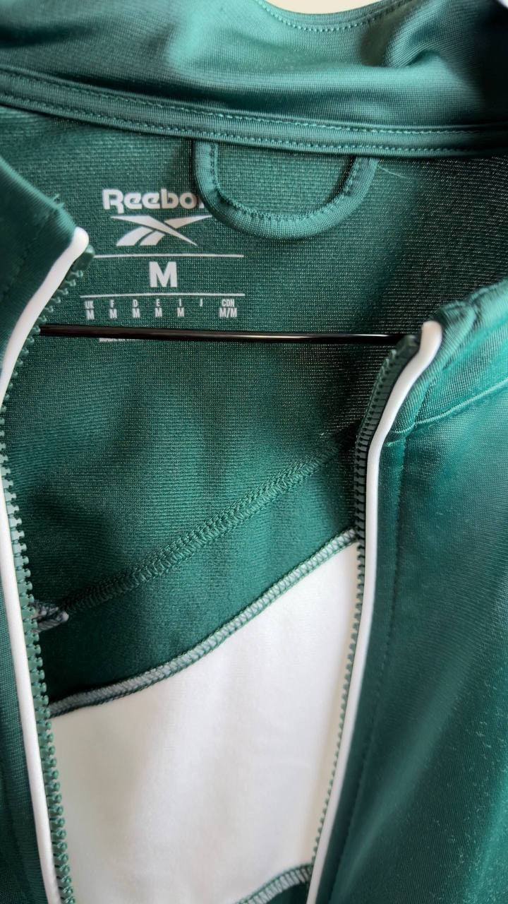 Reebok Women’s Logo Tricot Long‑Sleeve Track Jacket Green M NWT $55