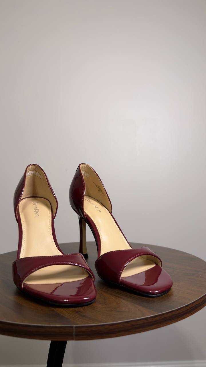 Calvin  Klein  Aileen  D’Orsay  Stiletto  Sandals  Dark  Red  6  M  Pre‑owned 