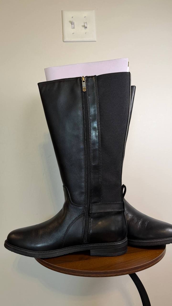 Easy Spirit Jackie Boots 7.5M Black Leather Riding Buckle NIB msrp$199