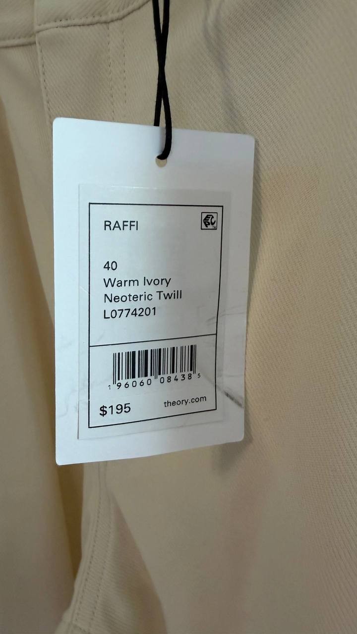 Theory Men’s Raffi 5‑Pocket Neoteric Twill Trousers Limestone 40 $195 NWT