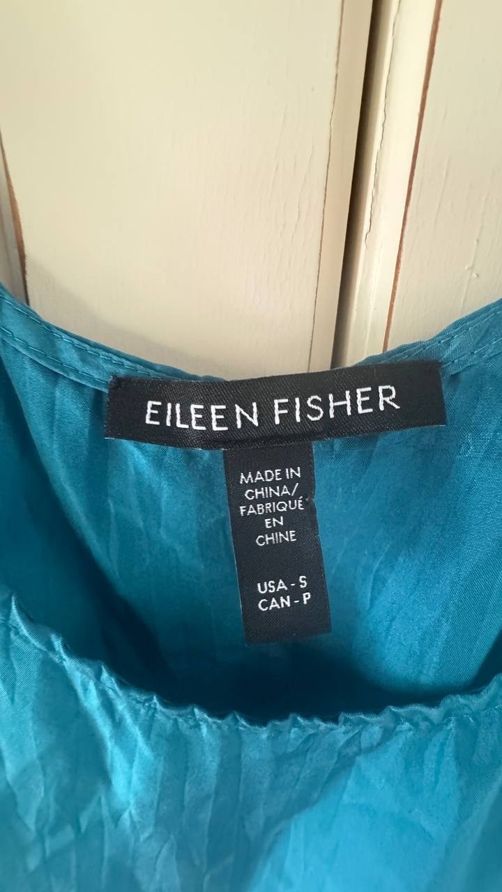 EILEEN FISHER Teal Sleeveless Tiered Maxi Dress – Size S - 100% Silk