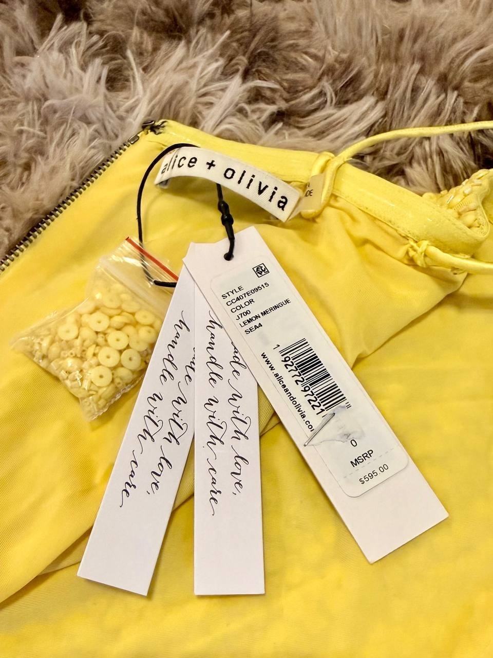 Alice + Olivia Yellow Embellished Dress Size 0 NWT – Minor Flaw MSRP 595$