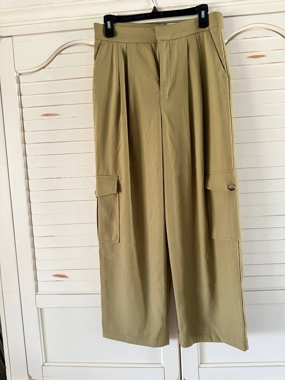 Avec Les Filles Barre Trouser Size 8 Khaki Cargo Wide-Leg Pants NWT