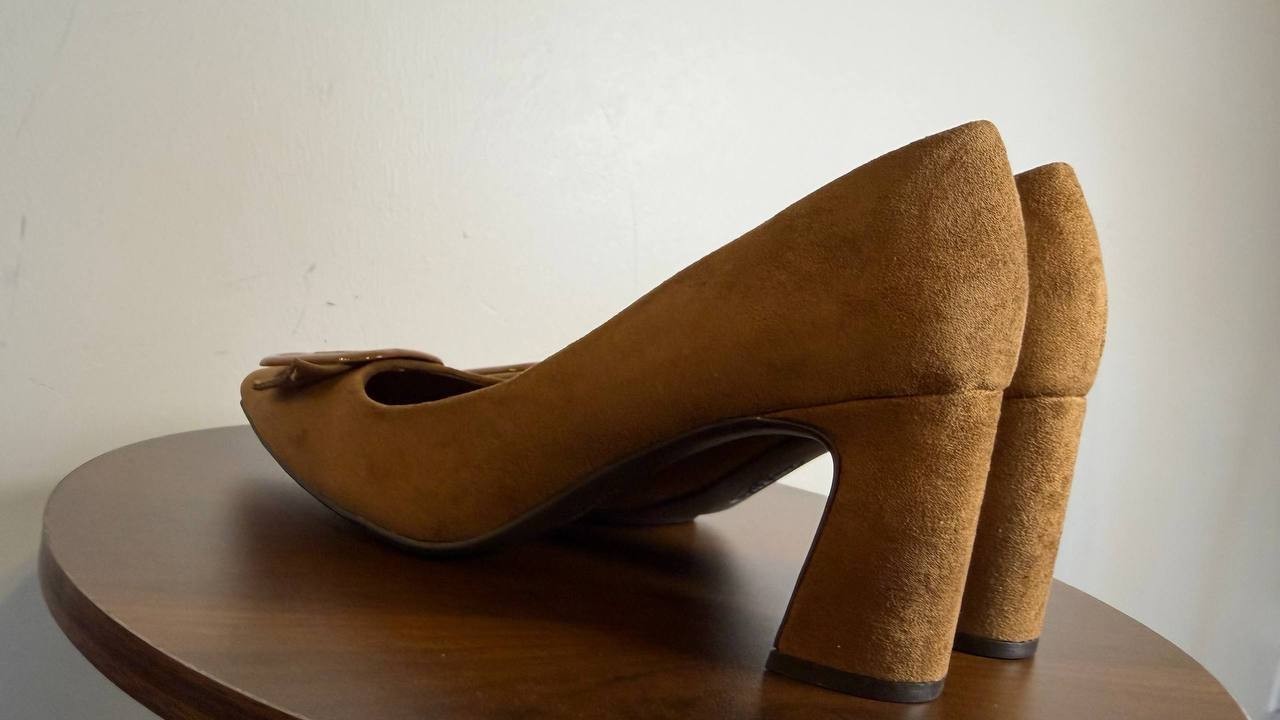 Anne Klein Bentley Pumps 7.5M Cognac Pointed Toe Buckle Block Heel NIB msrp$89