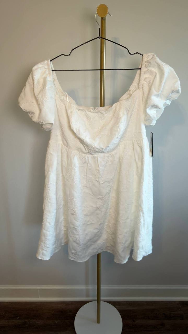 Seni & Cade Plus Off‑Shoulder Jacquard Fit & Flare Dress White 1XP NWT $89