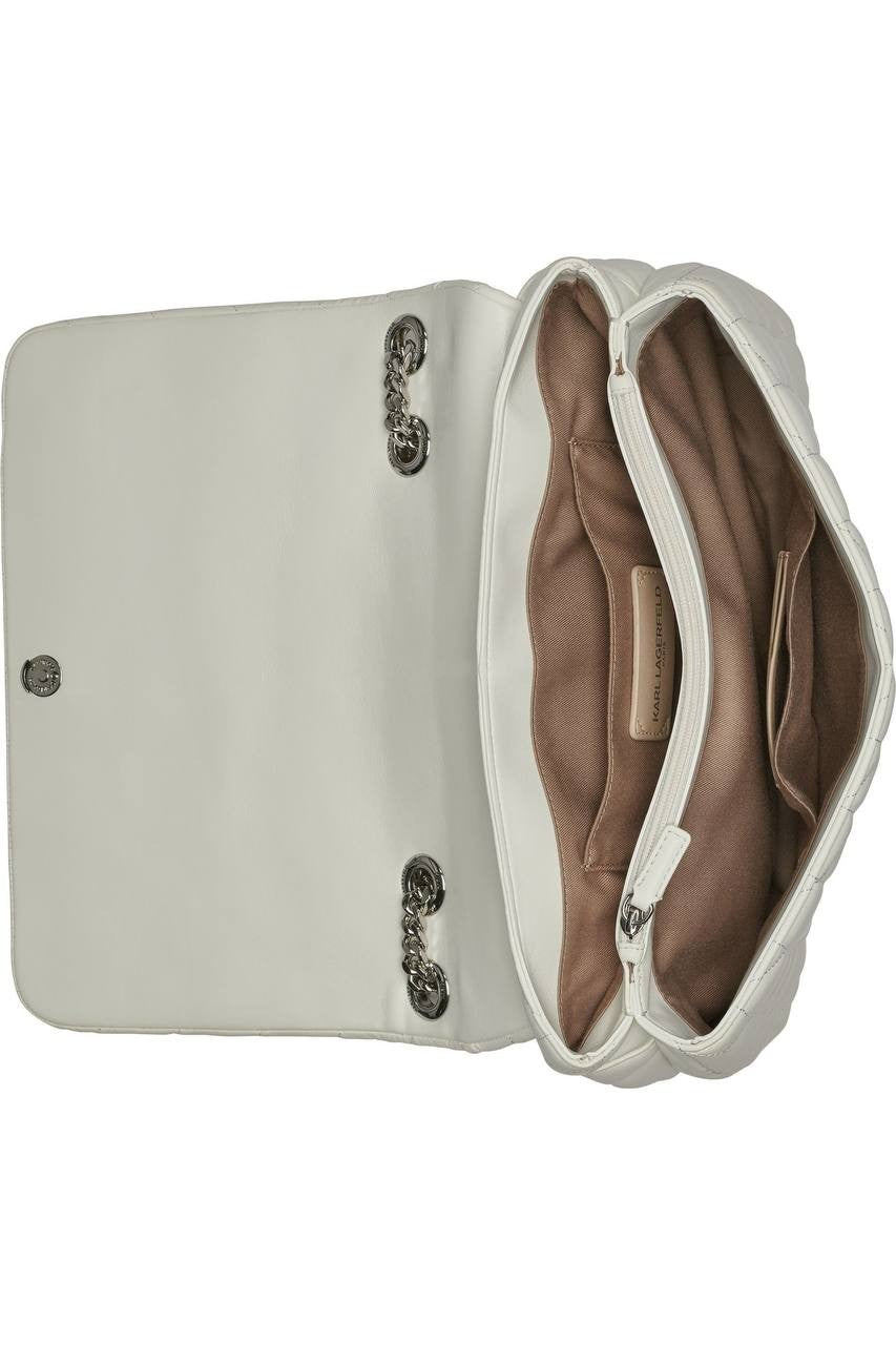 Karl Lagerfeld Paris Lafayette Lamb Leather Shoulder Bag White NWT