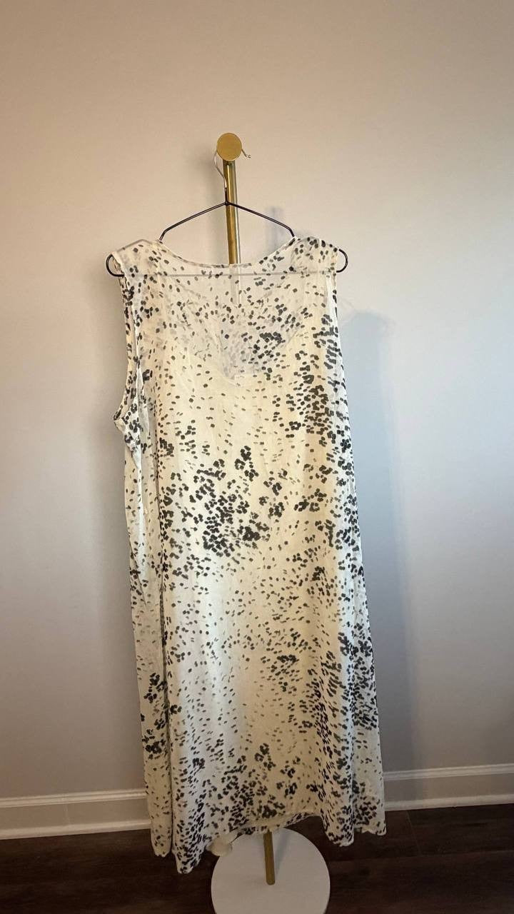 Calvin Klein Sleeveless Printed Midi Dress White Black XL NWT $149