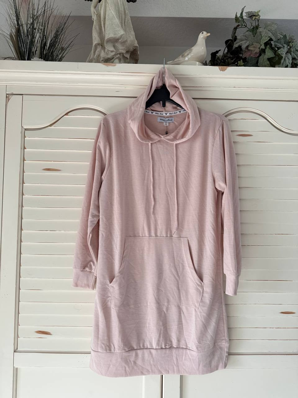 White Mark Hoodie Sweatshirt Dress – Size M – NWT – Beige Long Sleeve Pullover