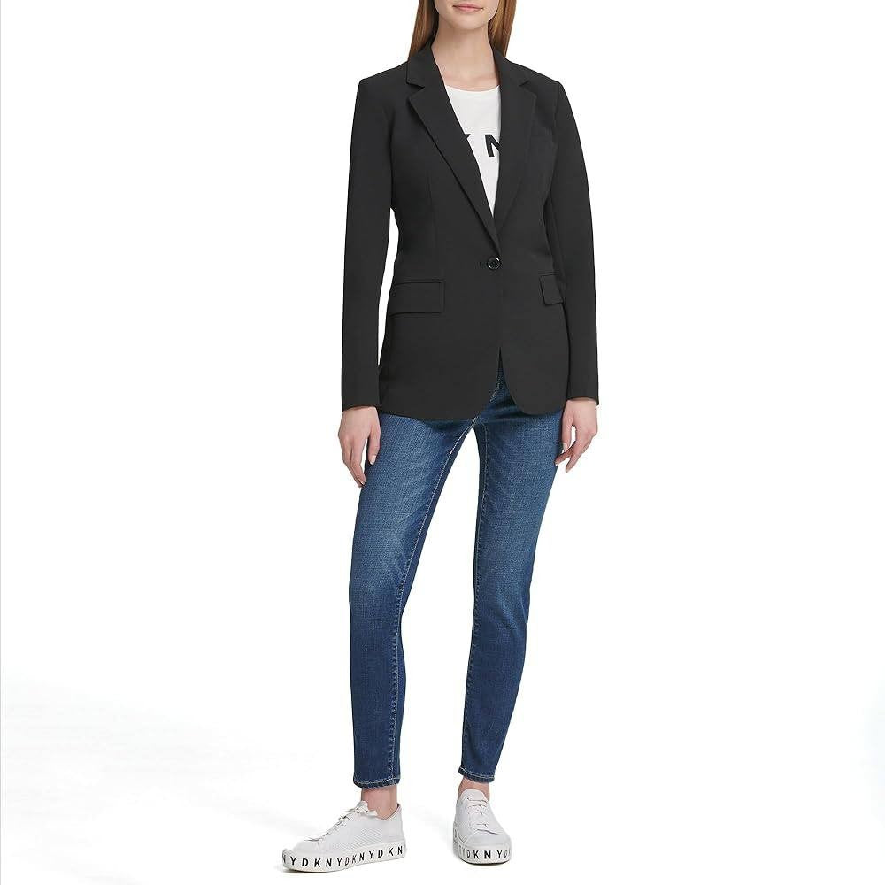 DKNY Foundation Long Sleeve Blazer Jacket – Black – Size 12 – NWT