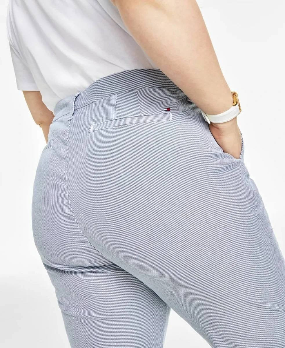 Tommy Hilfiger Plus Pinstripe Hampton Chino Pants Blue 24W NWT $89.50
