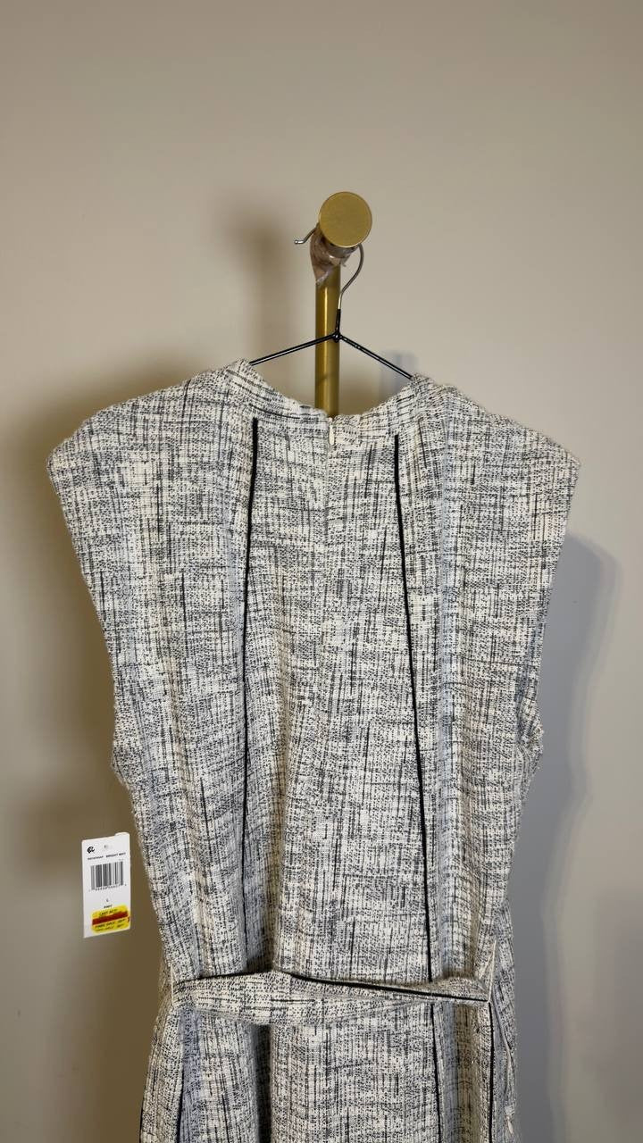 MSK Short‑Sleeve Crewneck Knit Dress Bright White L NWT $109