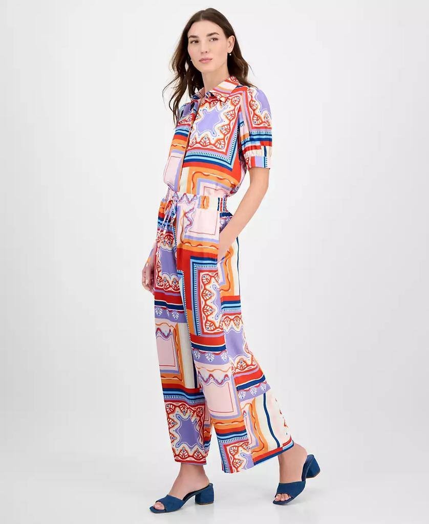 Tahari Women’s Printed Wide-Leg Pull-On Pants Multi M $88 NWT
