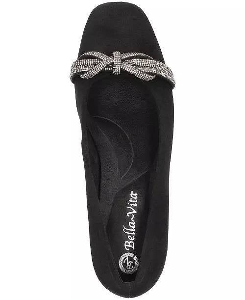 Bella Vita Marigold Pumps 8W Black Suede Square Toe Block Heel NIB msrp$115