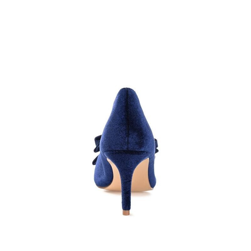 Journee Collection Crystol Pumps 7.5 Navy Velvet Bow Detail NIB