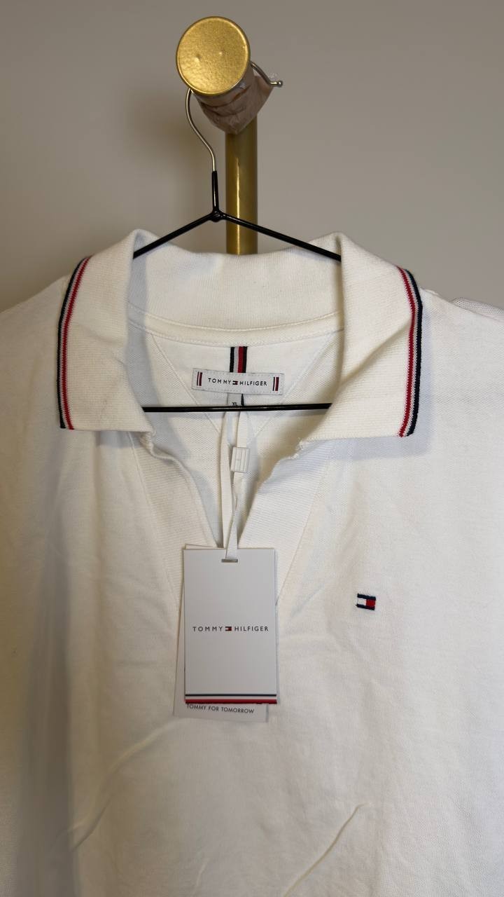 Tommy Hilfiger Women’s Slim Fit 1985 Tipped Polo White XL NWT $59.50