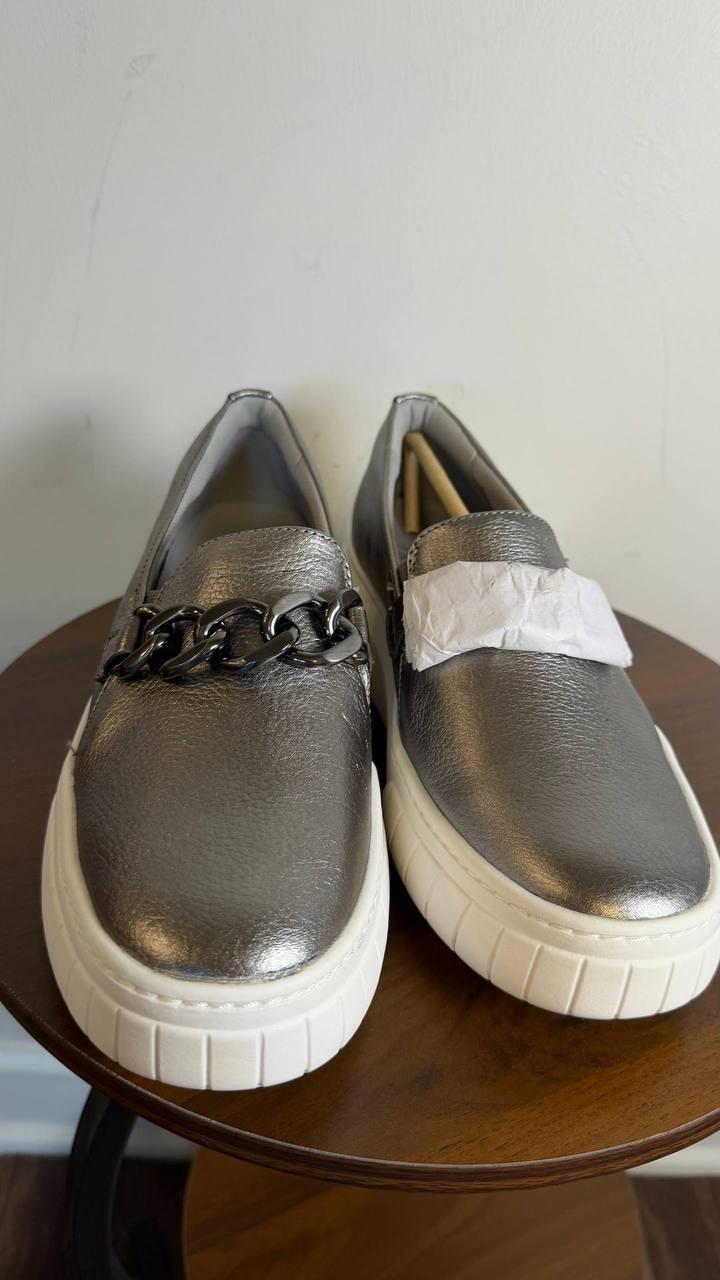 Naturalizer Daphne Sneakers 9M Pewter Leather Slip‑On Comfort NIB msrp$120
