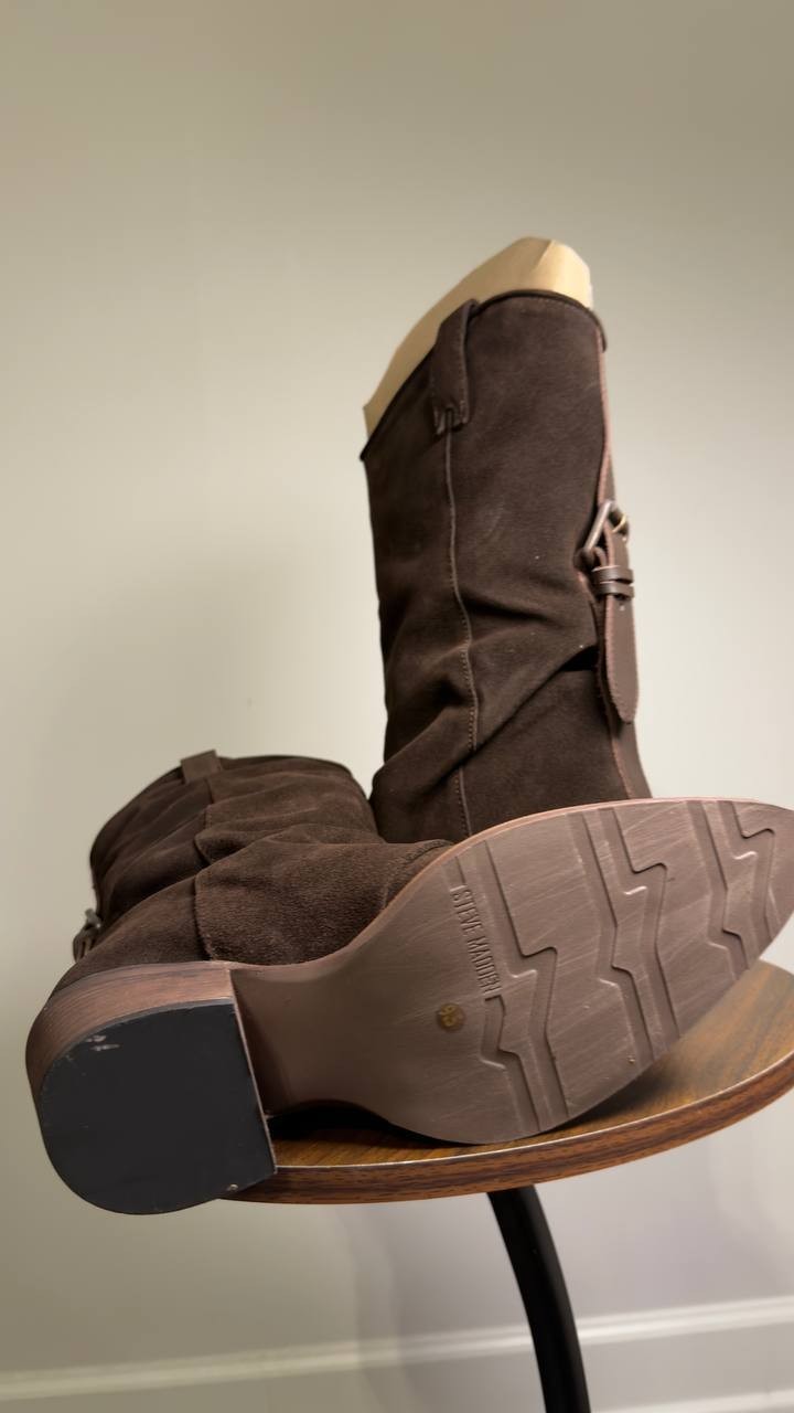 Steve  Madden  Aldora  Western  Slouch  Boots  Brown  Suede  9.5  New  $189