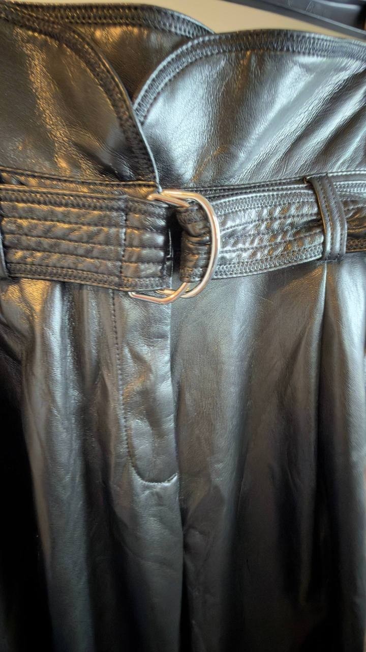 BOSS Faux Leather Straight-Leg Pants with Belt Black Size 10 NWT $149