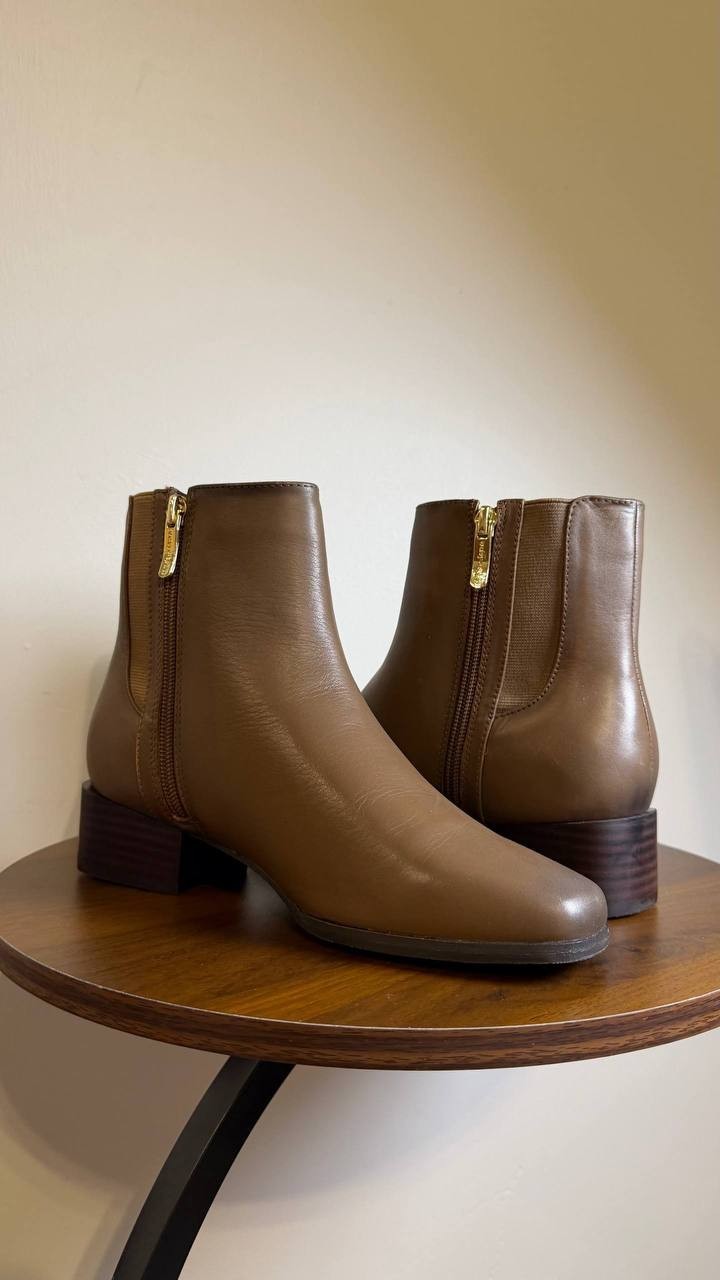 Easy Spirit Sidney Booties 6M Taupe Leather Square Toe Zip Comfort NIB msrp$169
