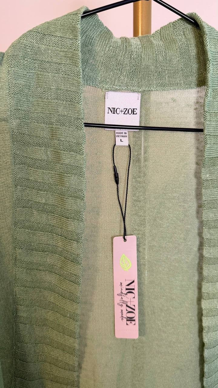 NIC+ZOE Women’s Bolero Cardigan Green Linen Blend 3/4 Sleeve XL $118 NWT