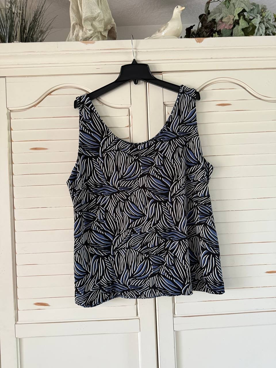 Anne Klein Top 2X Reversible Scoop Neck Sleeveless Plus Size Printed Tank NWT