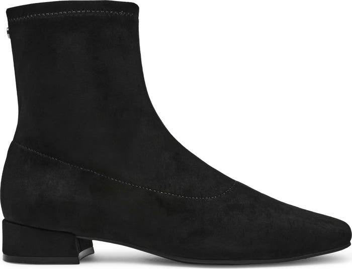 Anne Klein Russ Bootie Black Suede Women’s 7.5M NWB Low Heel Zip $129
