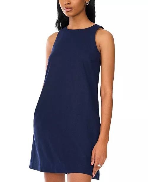 MSK Petite Women’s Sleeveless Round‑Neck Shift Dress Navy M $79 NWT