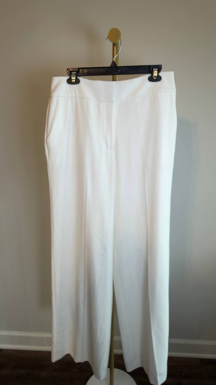 Calvin Klein High‑Rise Wide‑Leg Pants White Size 10 NWT $109