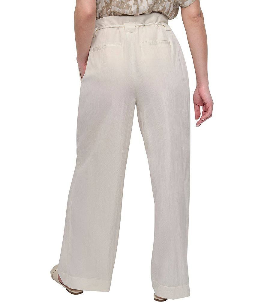 DKNY Ivory Wide-Leg Pants Size 6 NWT - Belt Tie Missing, Pleated Front