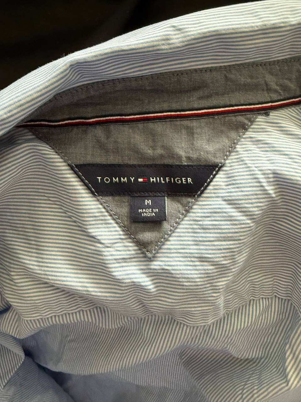 Tommy Hilfiger Core Micro Stripe Long Sleeve Shirt Blue, Size M, Cotton