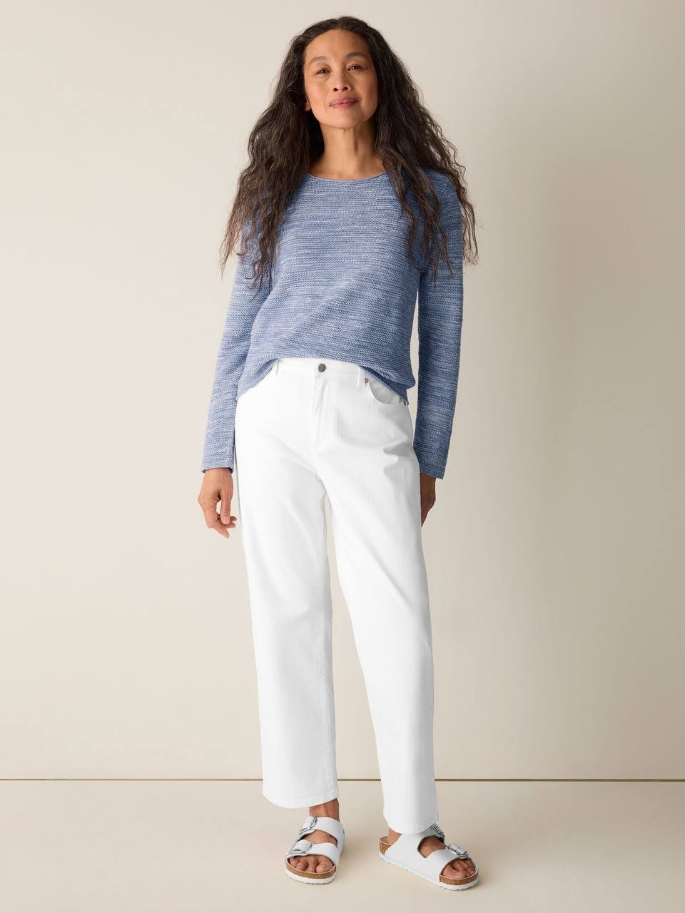 Eileen Fisher Garment-Dyed Organic Cotton Straight Jeans White M NWT $188
