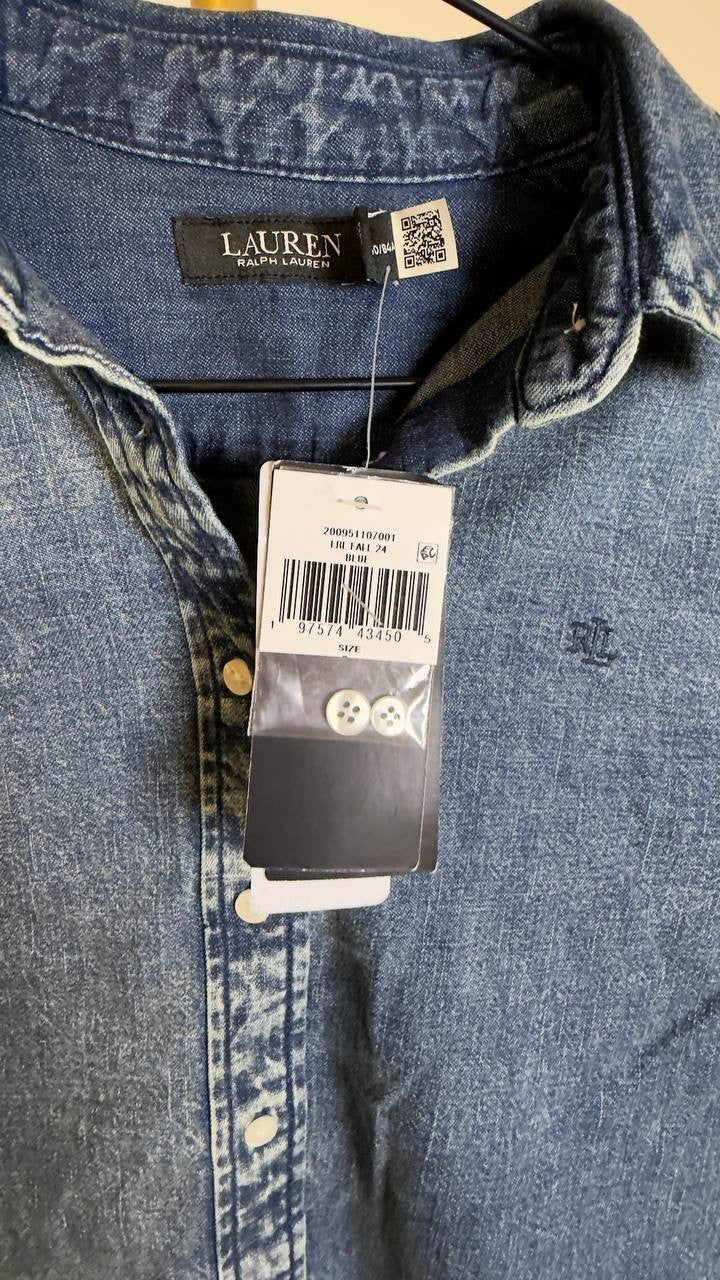 Lauren Ralph Lauren Classic Fit Denim Shirt Mid Wash S NWT $125