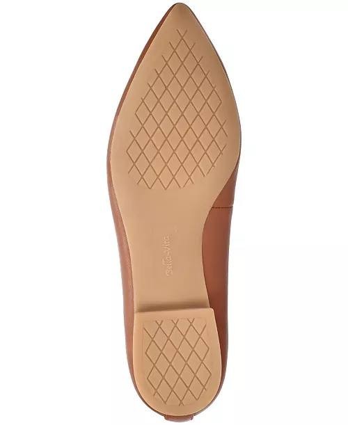 Bella Vita Alessi Perf Pointed Toe Flats Dark Tan Leather Women’s 8W NWB $110