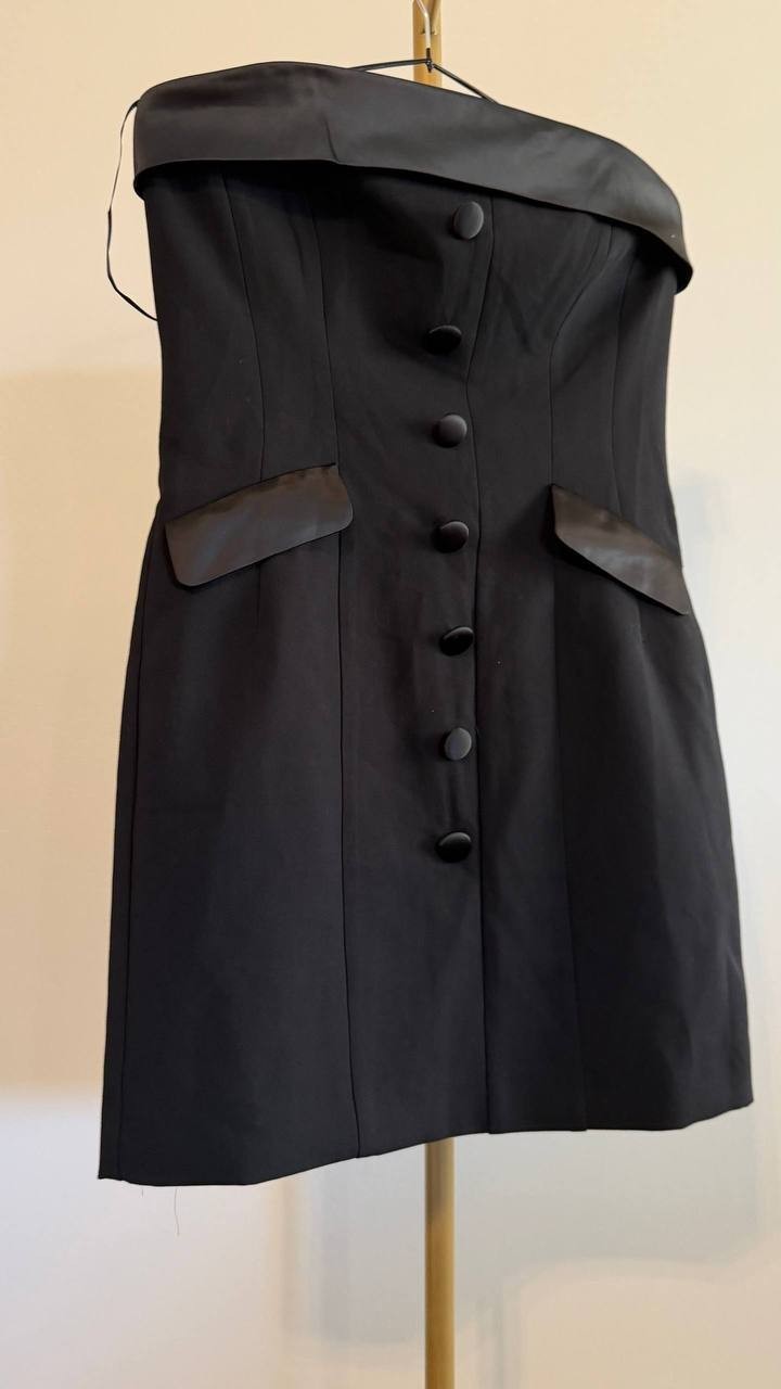 French Connection Women’s Strapless Tuxedo Mini Dress Black 6 $138 NWT
