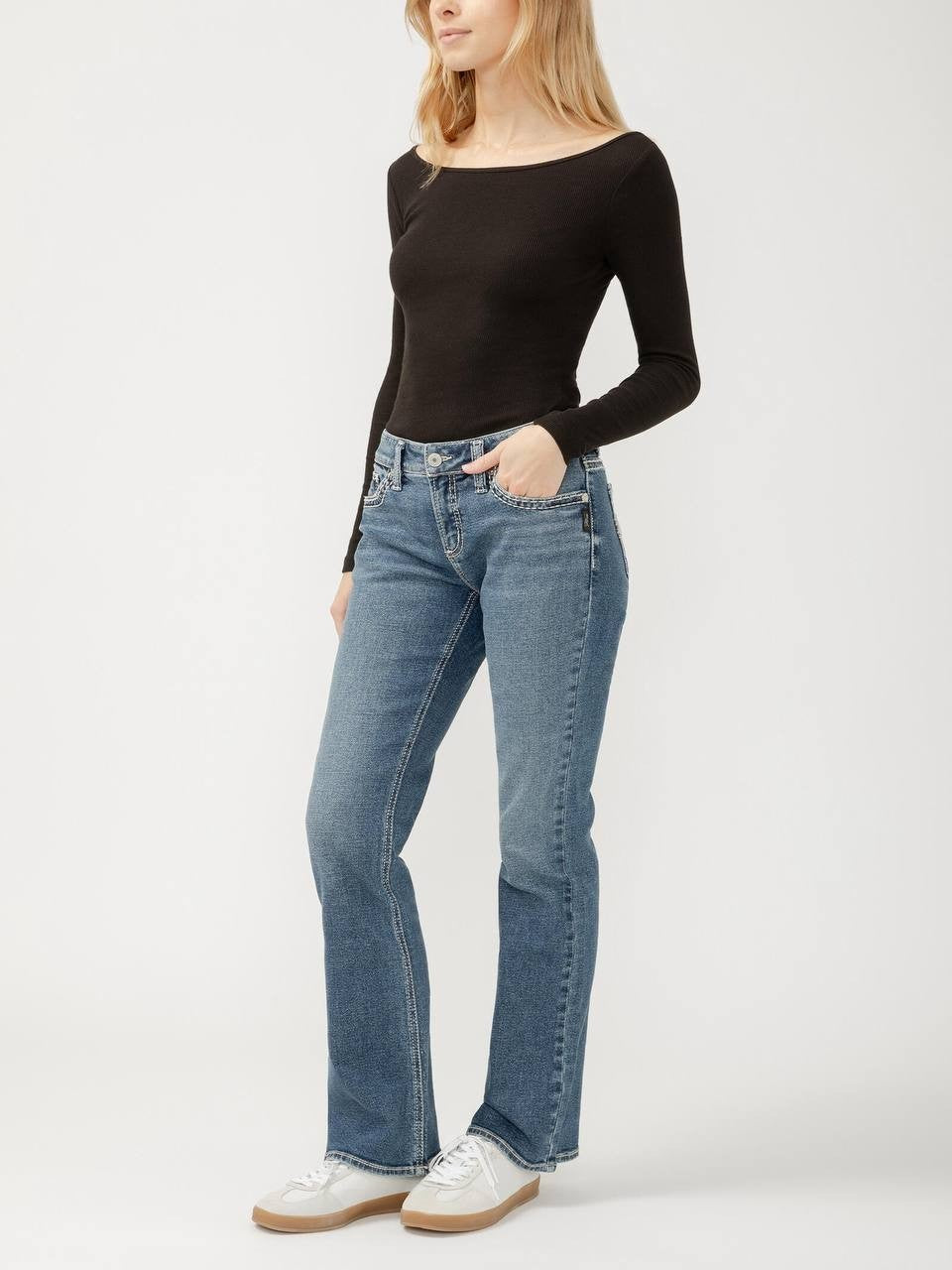 Silver Jeans Elyse Mid Rise Bootcut Jeans Sherbrook 12W 33 NWT $98
