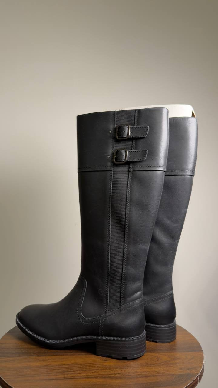 Clarks  Adalynn  Hope  Boots  Black  Leather  6M  New  With  Box  $199