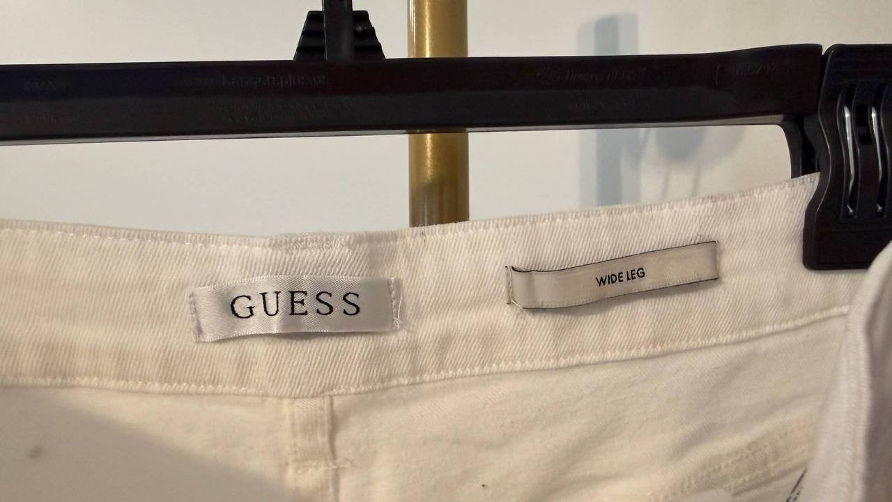 Guess Mardi Wide Leg Jeans Cotton White 24x32 NWT MSRP $138