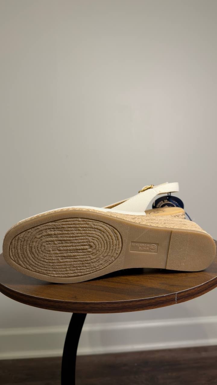 White  Mountain  Wedge  Sandals  White  Fabric  7.5W  New  $89