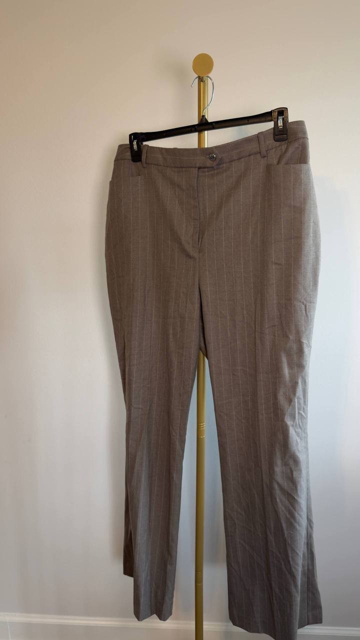 Calvin Klein Straight‑Leg Pinstripe Pants Oyster 16 NWT $99