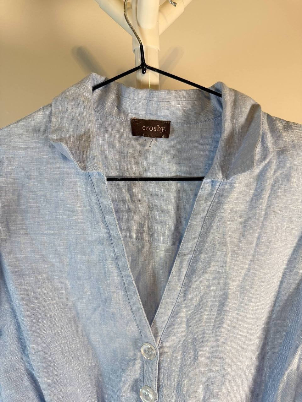 Crosby  Sky Blue Linen Collared Belted Dress – Size S – NWOT