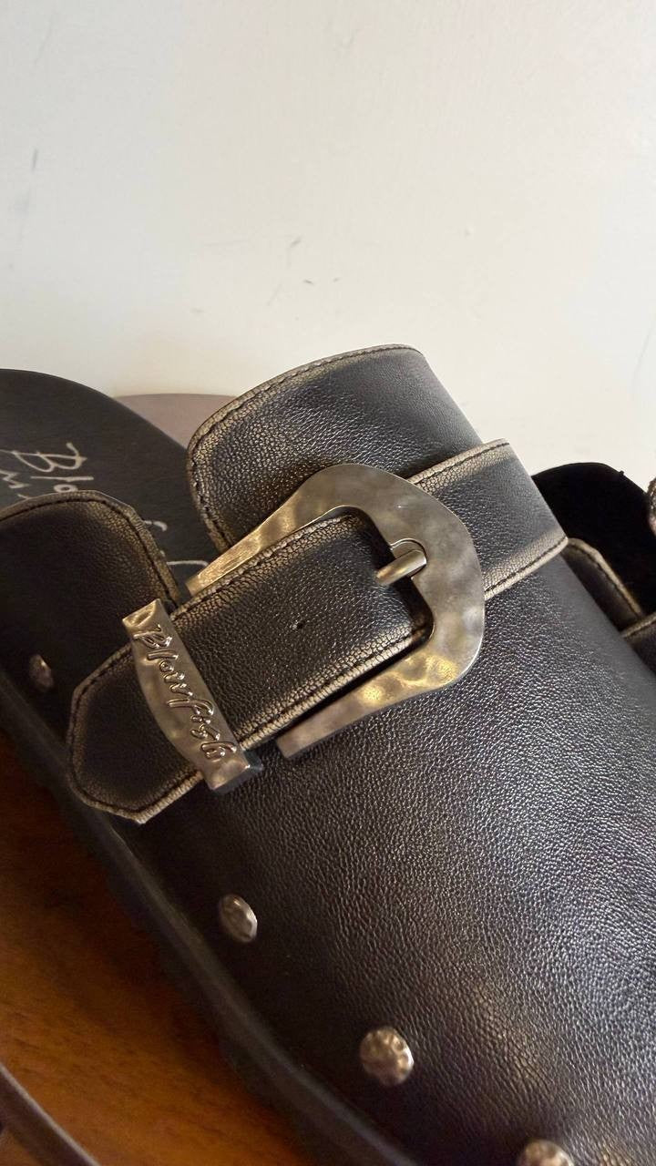 Blowfish Malibu Skylar Clogs 11M Black Slip‑On Buckle Studded NIB $74.99