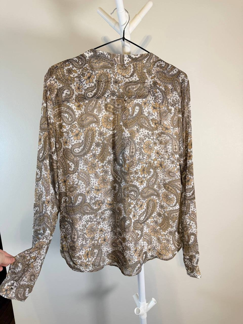 Tommy Hilfiger Paisley‑Print Ruffled Blouse – Long Sleeve – L – NWOT