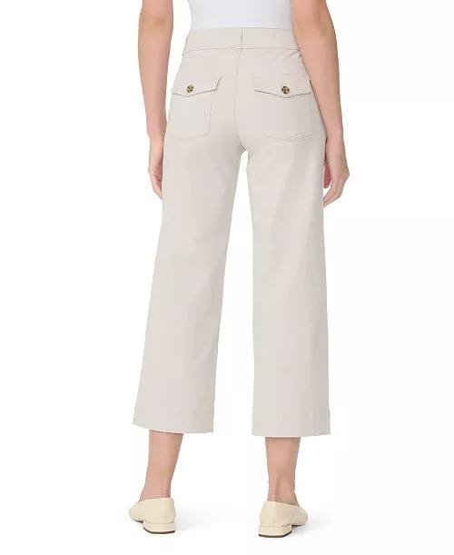 Gloria Vanderbilt Shape‑Effect Wide‑Leg Cropped Pull‑On Jeans Warm Grey 10 NWT